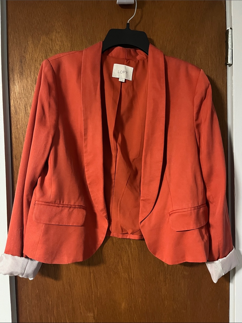LOFT Red Open-Front Tailored Blazer
